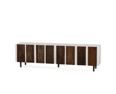 Santos Media Console Table - 4 Door / White Acrylic